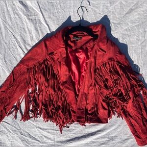 Women’s red fringe jacket